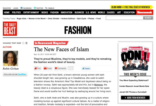 21st Century Muslim Women are Defined by their Confidence on a Catwalk, According to Newsweek Magazine&nbsp;Article