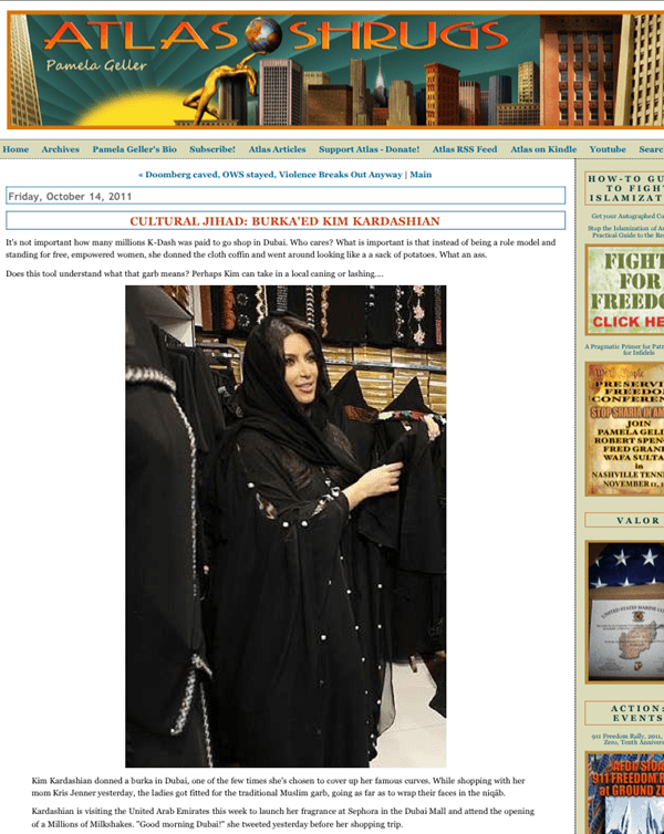 Dear Pamela Geller…Kim Kardashian’s Abaya is Really Not a Form of Cultural&nbsp;Jihad